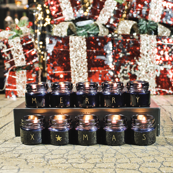 10 petites bougies noires Merry Xmas pour Noël - My flame