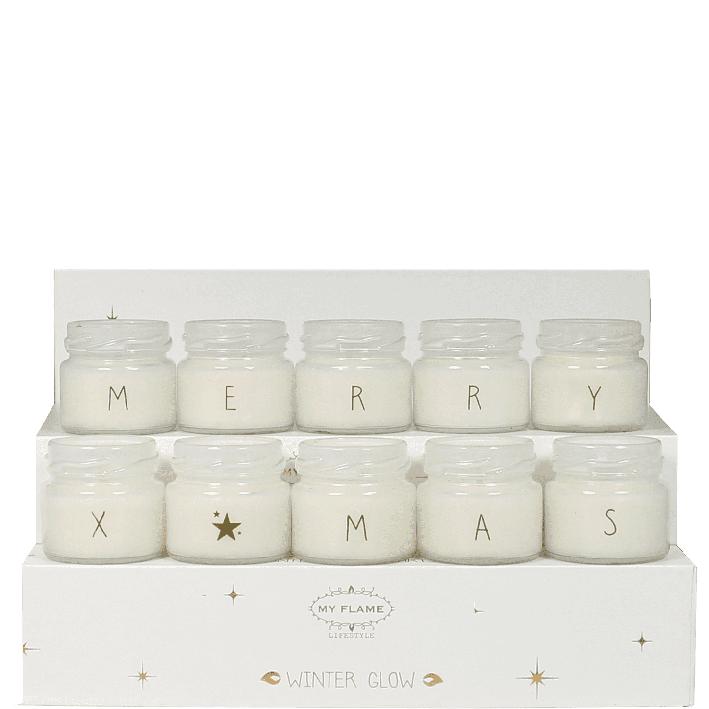 10 petites bougies blanches Merry X Mas - My flame