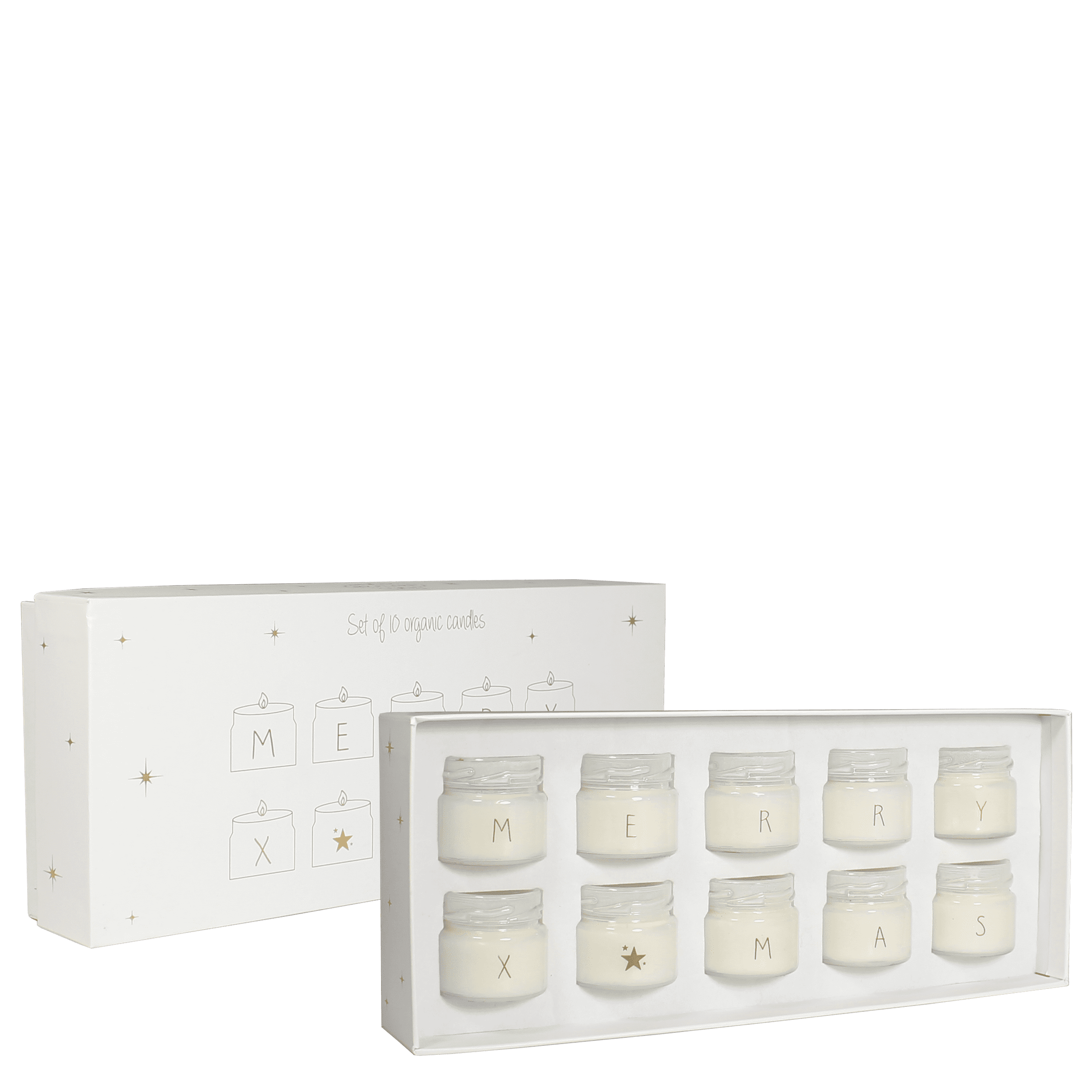 10 mini bougies blanches Merry XMas - My flame