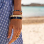 Bijoux - bracelet vaporetto bangle up bleu nuit et blanc sable