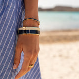 Bijoux - bracelet vaporetto bangle up bleu nuit et blanc sable