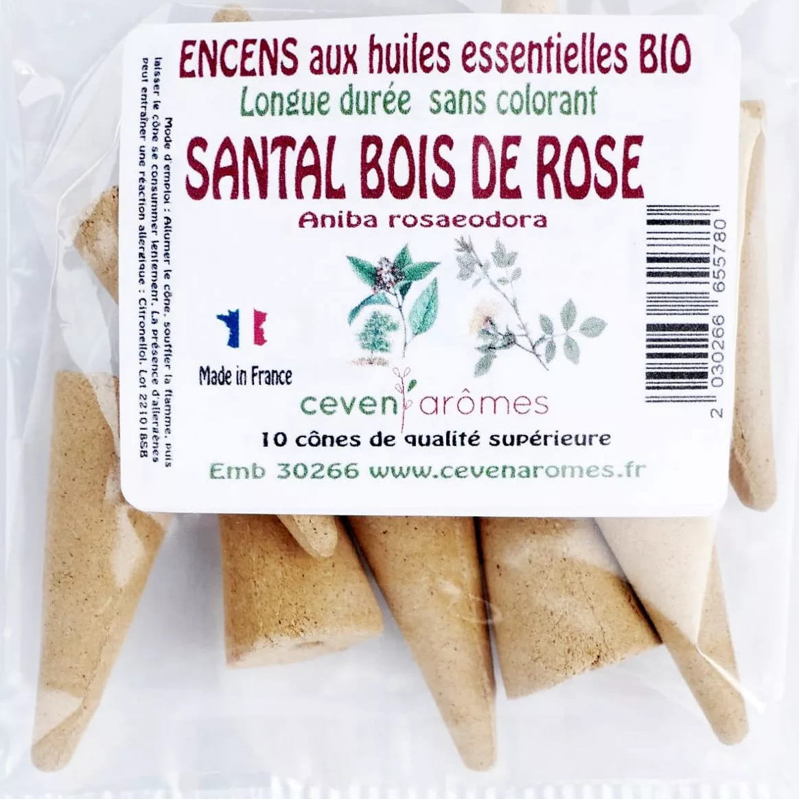 Cône d'encens Ceven Aromes - santal bois de rose