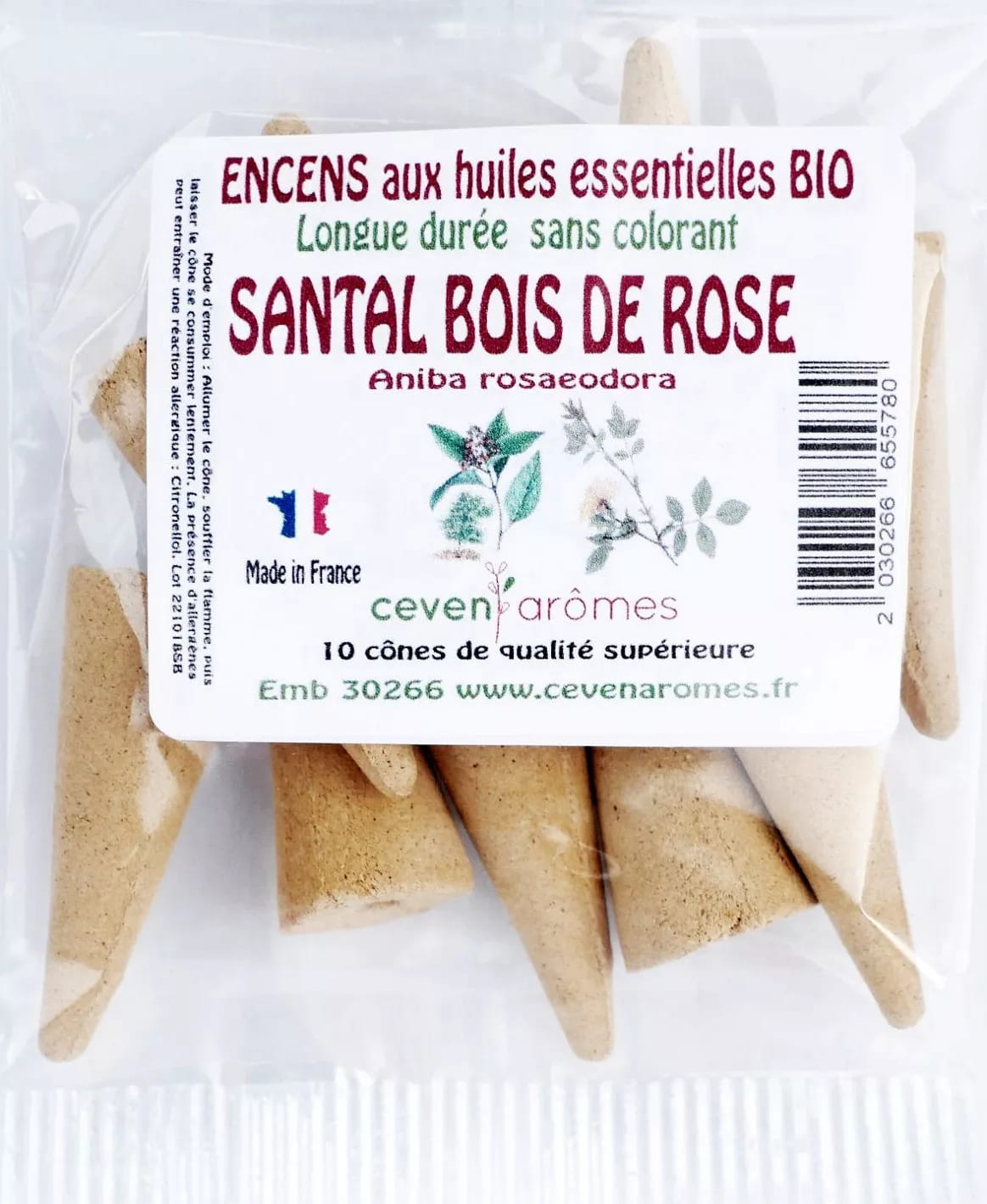 Cône d'encens Ceven Aromes - santal bois de rose