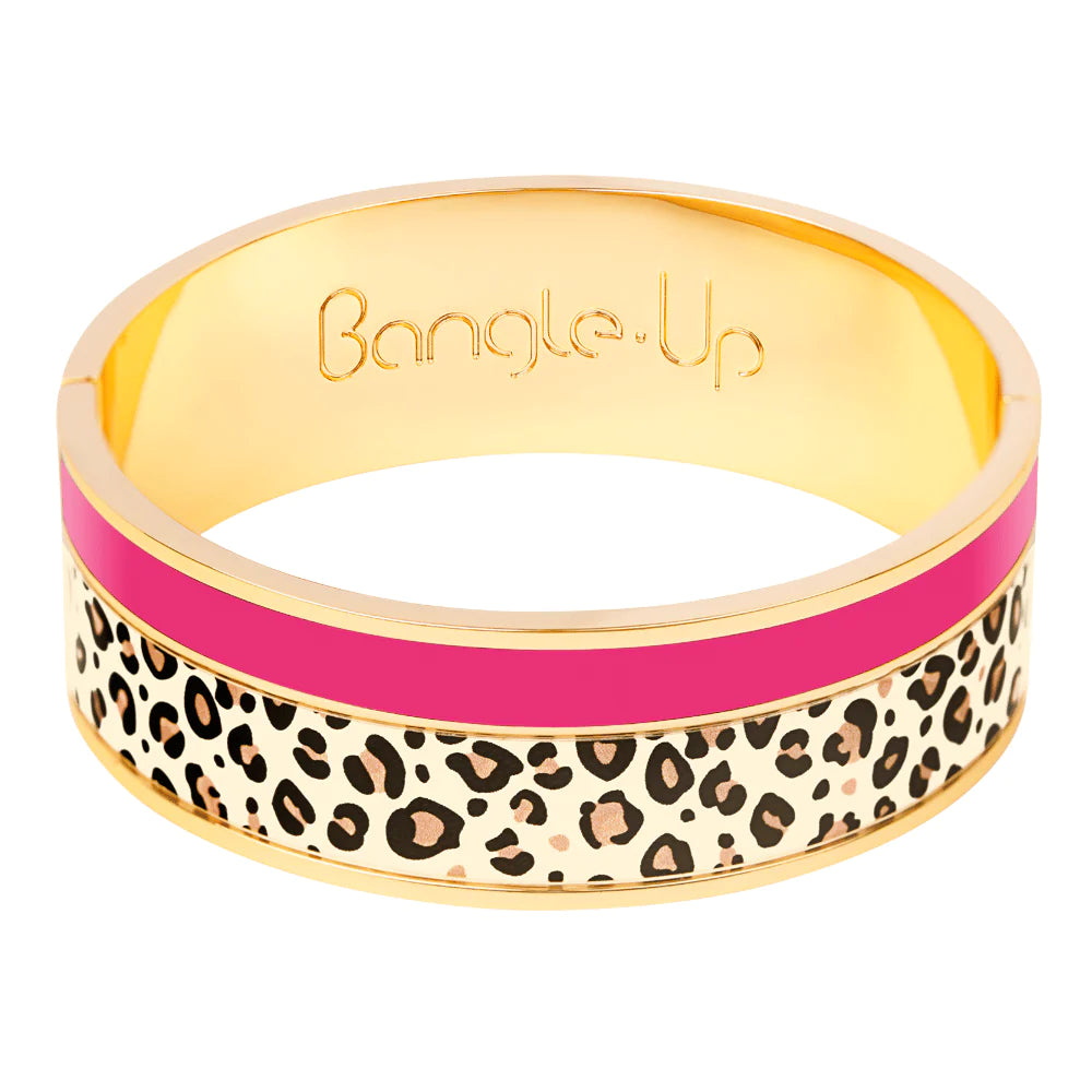 Bracelet vaporetto Tina Bangle up - motif léopard et rose cabaret