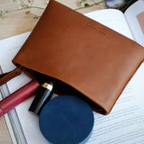 Zipped leather pouch