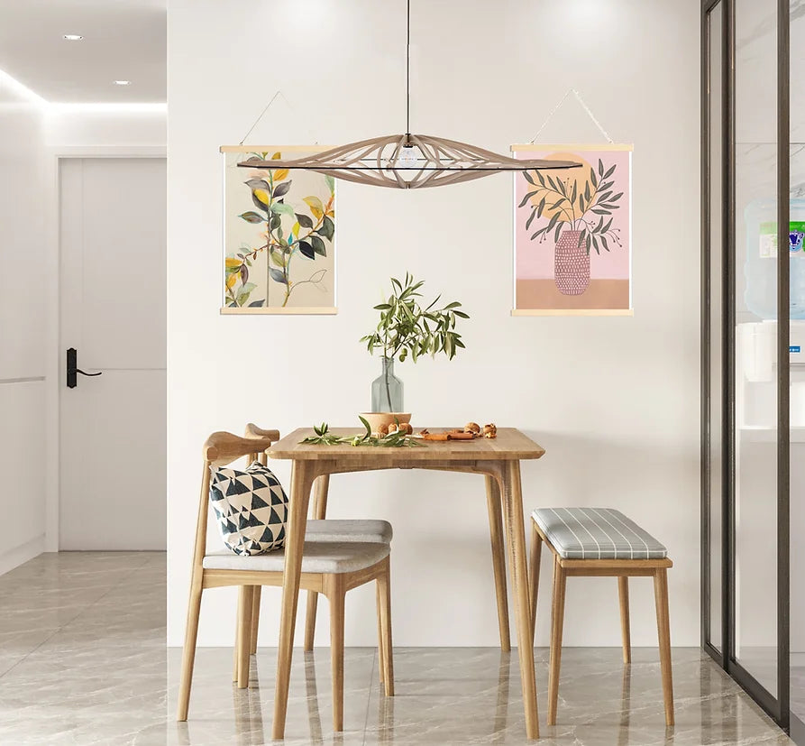 décoration, luminaire suspension rif twist bois brut