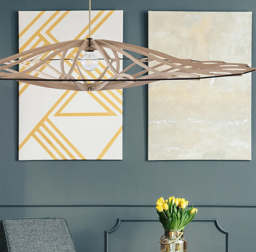 décoration, luminaire suspension rif twist bois noir