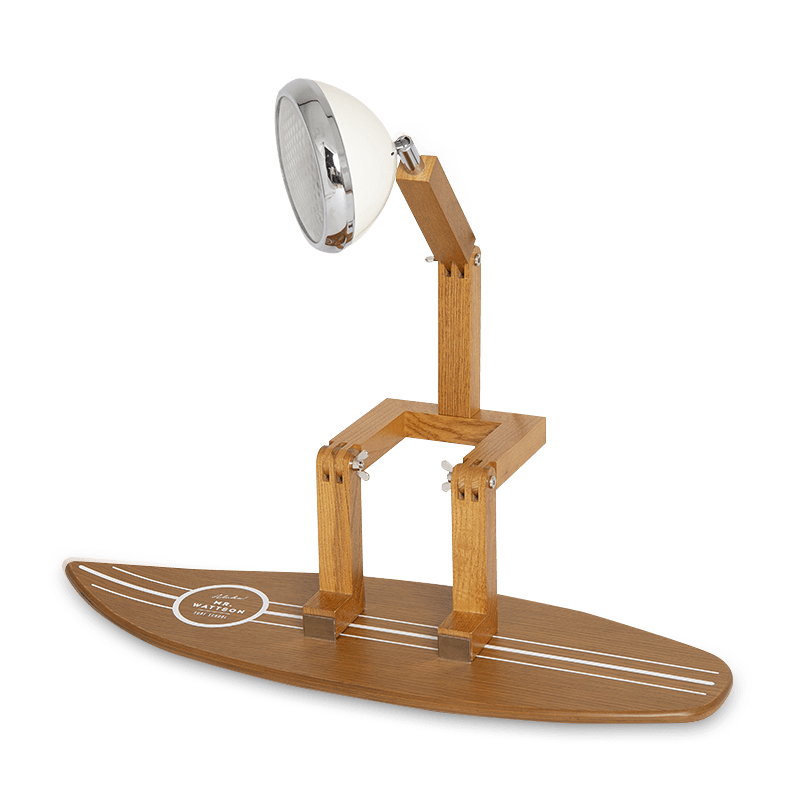 décoration, luminaire, Mr Wattson lampe blanche avec planche de surf