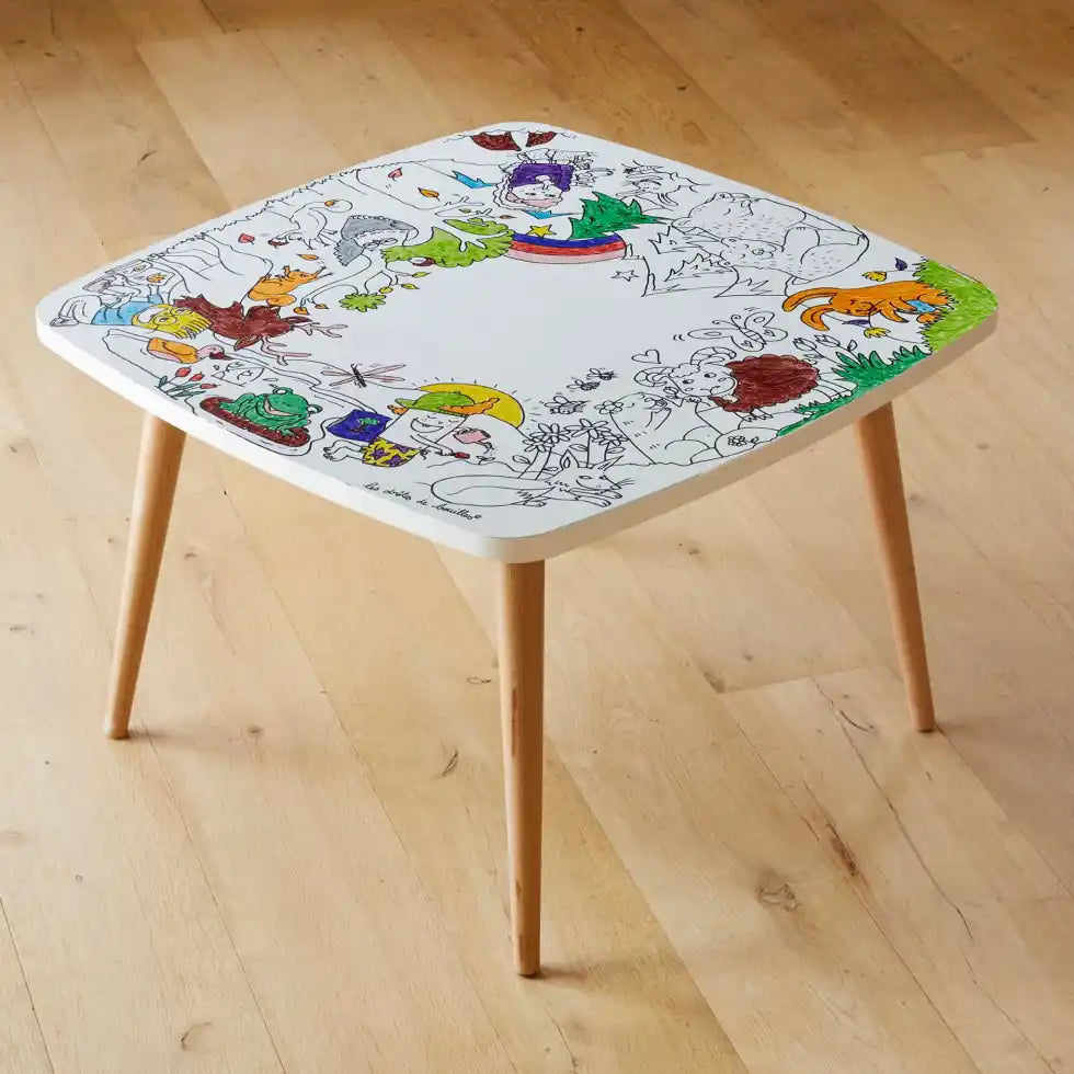 Décoration enfant, table de coloriage drôle de bouilles