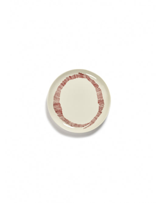 Assiette Serax - Ottolenghi blanche stripes rouge