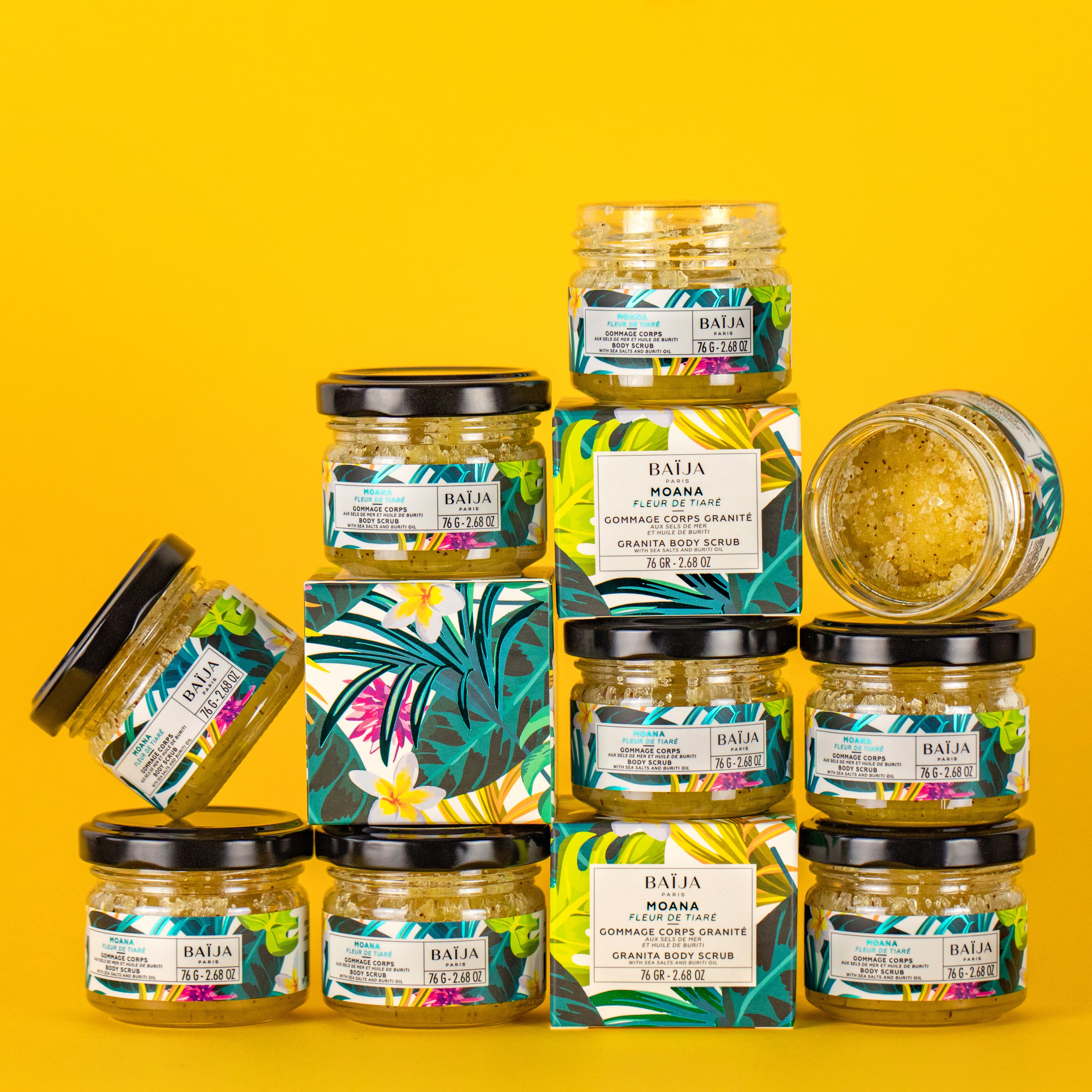 soins, baïja gommage corps moana, monoï fleur de tiaré
