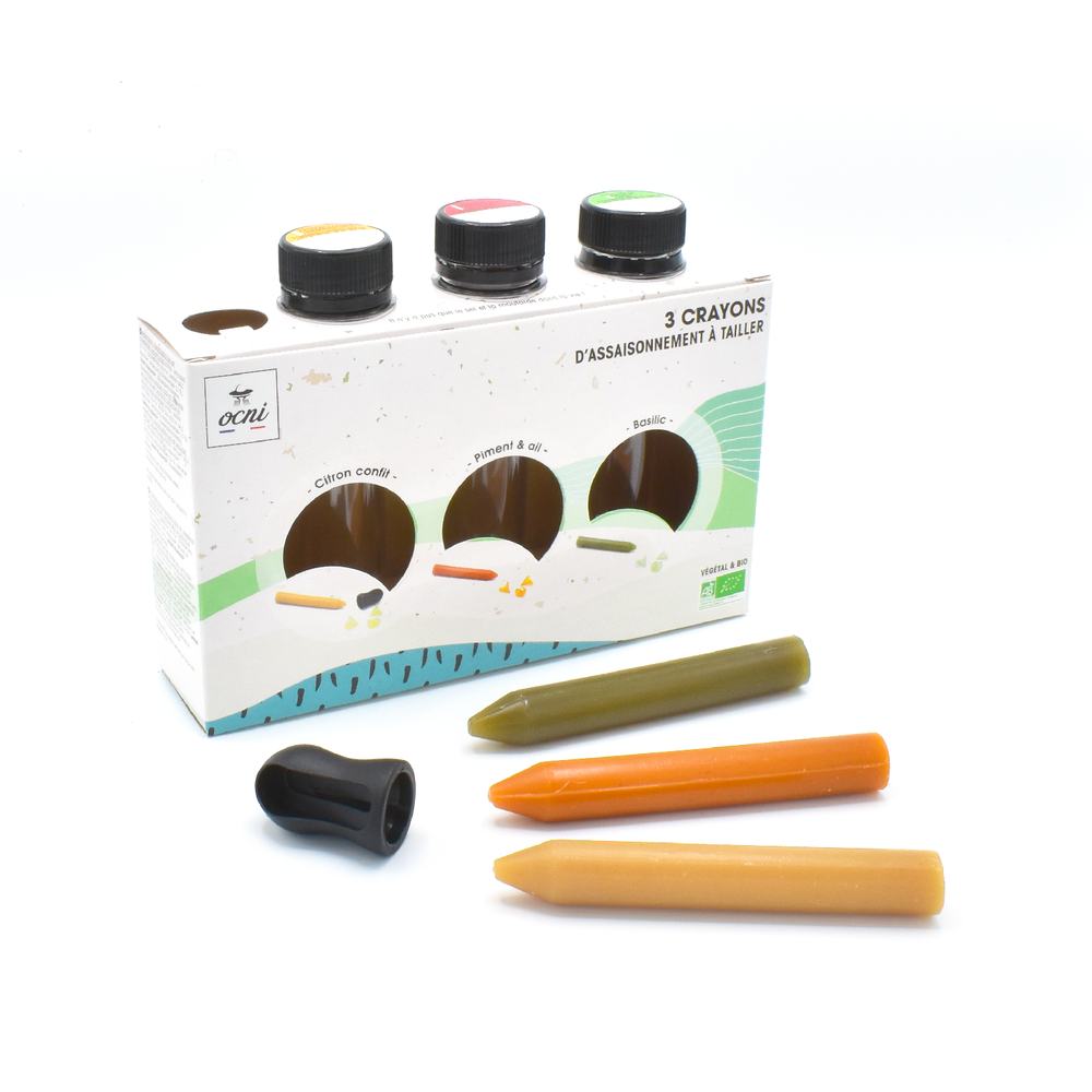ocni, assaisonnement à tailler, coffret découverte, citron confit, piment et ail, basilic