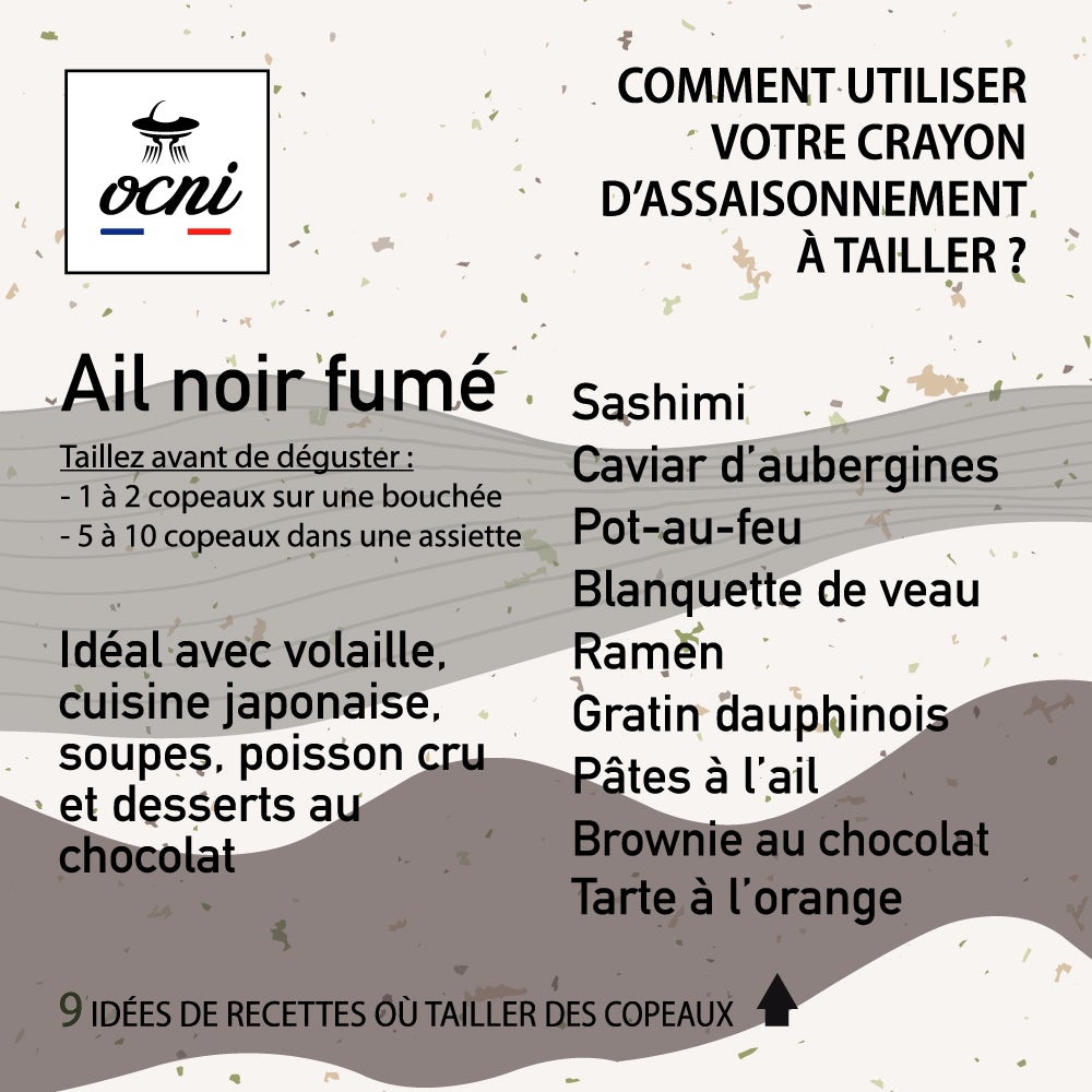 ocni, assaisonnement à tailler ail noir fumé