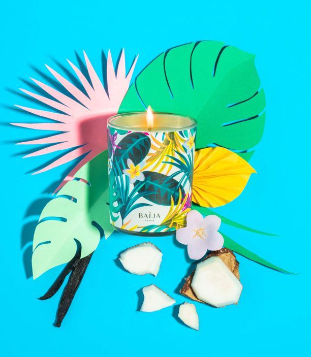 décoration, bougie baïja moana fleur de tiaré monoï