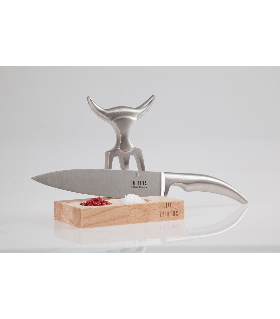 tridens, coffret découpe, couteau pleine soie, fouchette à viande et set de rangement