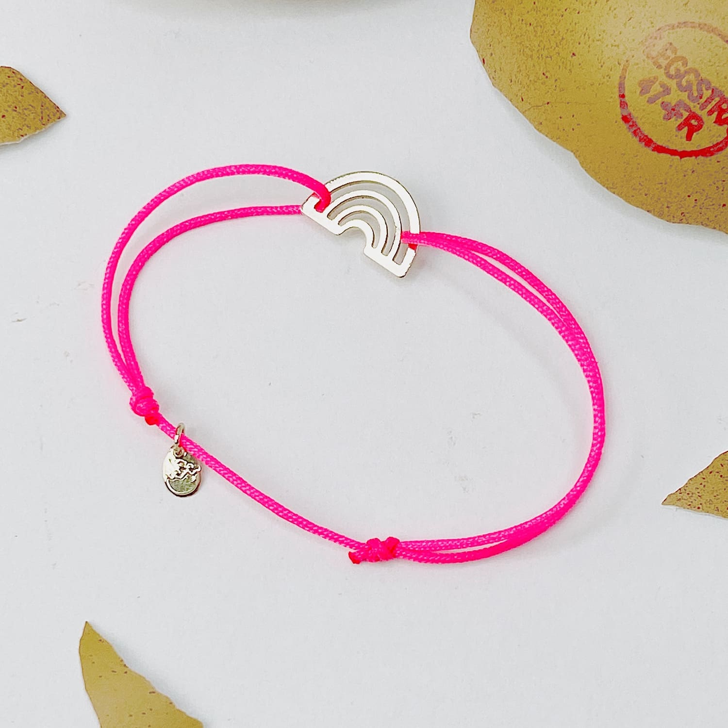 bijoux enfant, bracelet coulissant rose, arc en ciel, l'eggstra