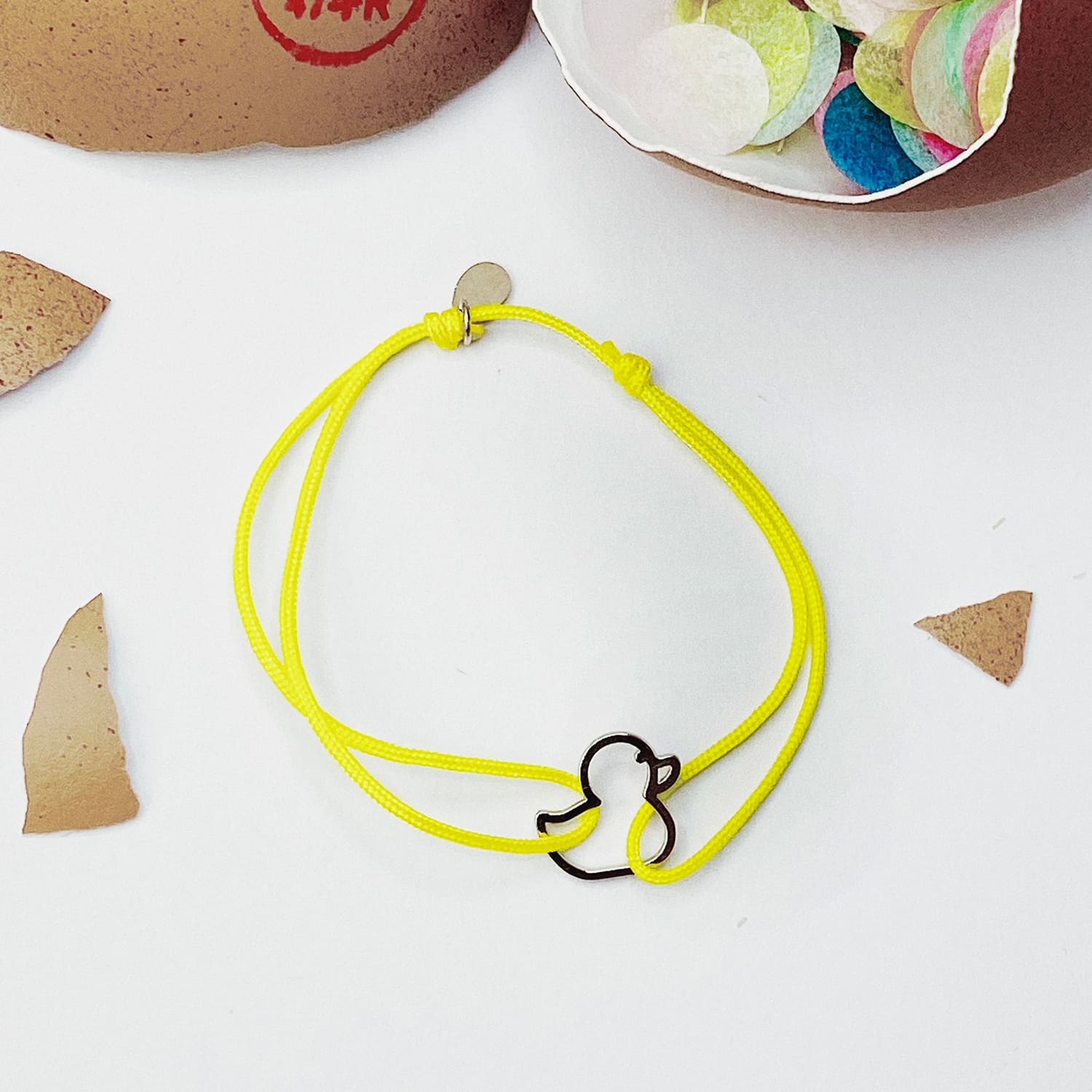bijoux enfant, bracelet coulissant jaune, canard, l'eggstra