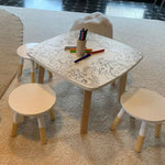 Décoration enfant, tabouret enfant blanc, drôle de bouilles