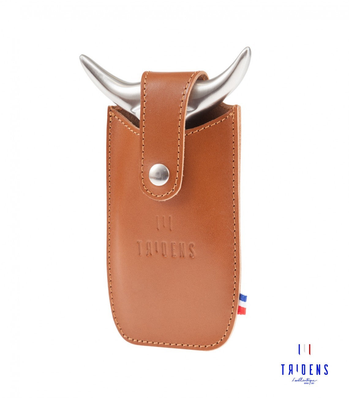 tridens, fourchette à viande avec étui en cuir made in france