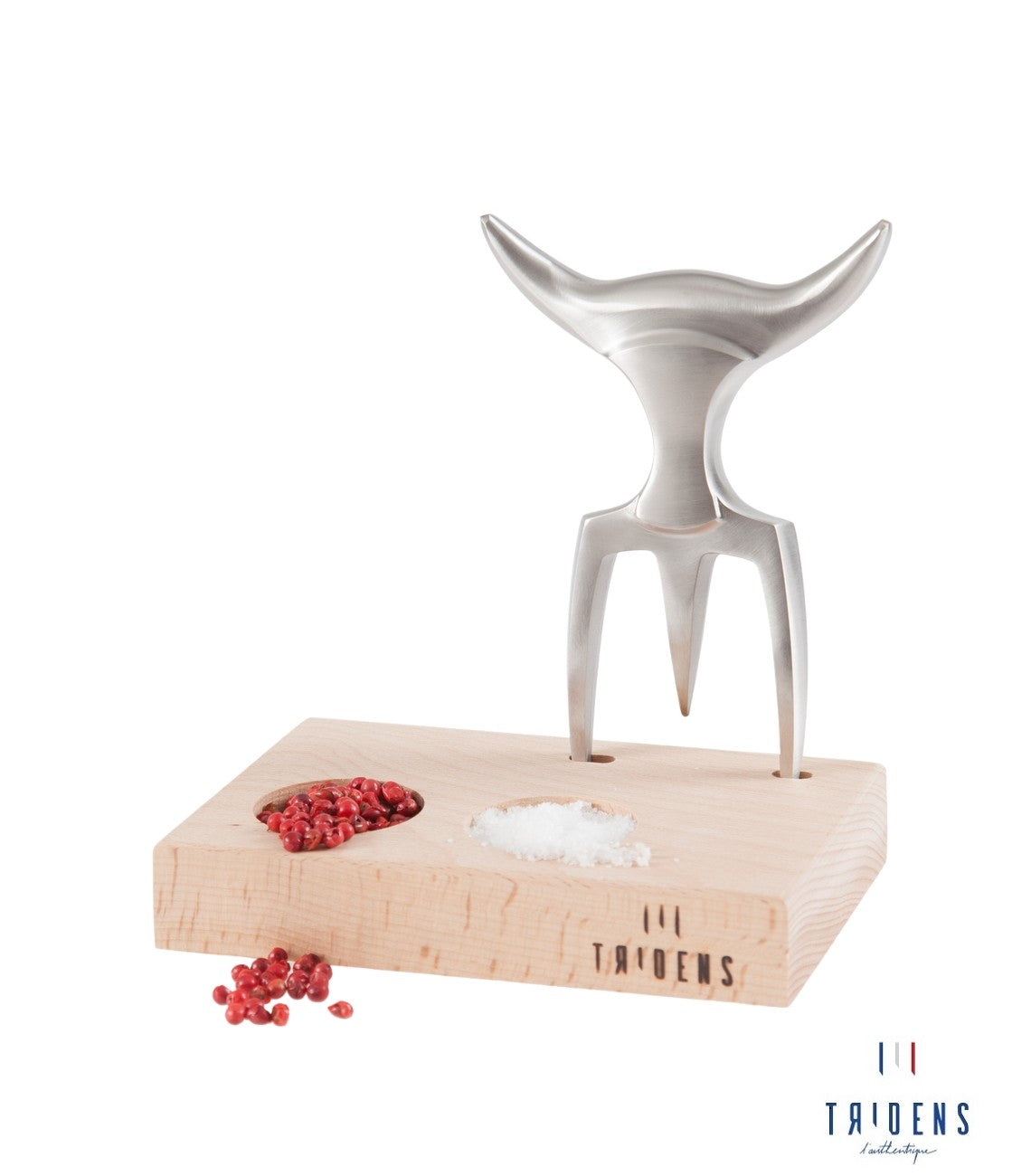 tridens fourchette à viande et support bois made in france