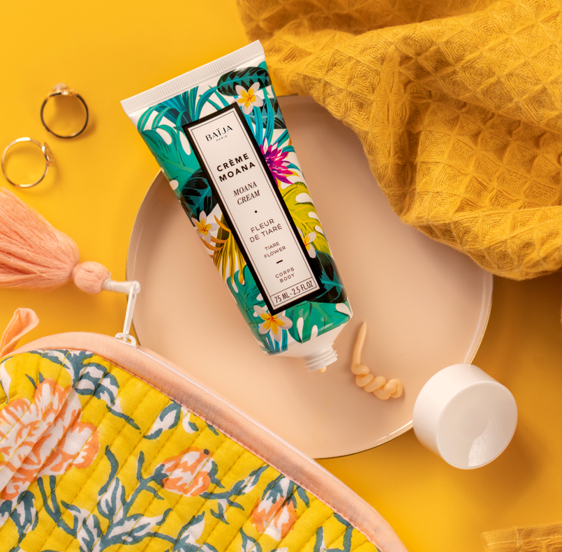 soins, crème corps baïja moana monoï fleur de tiaré