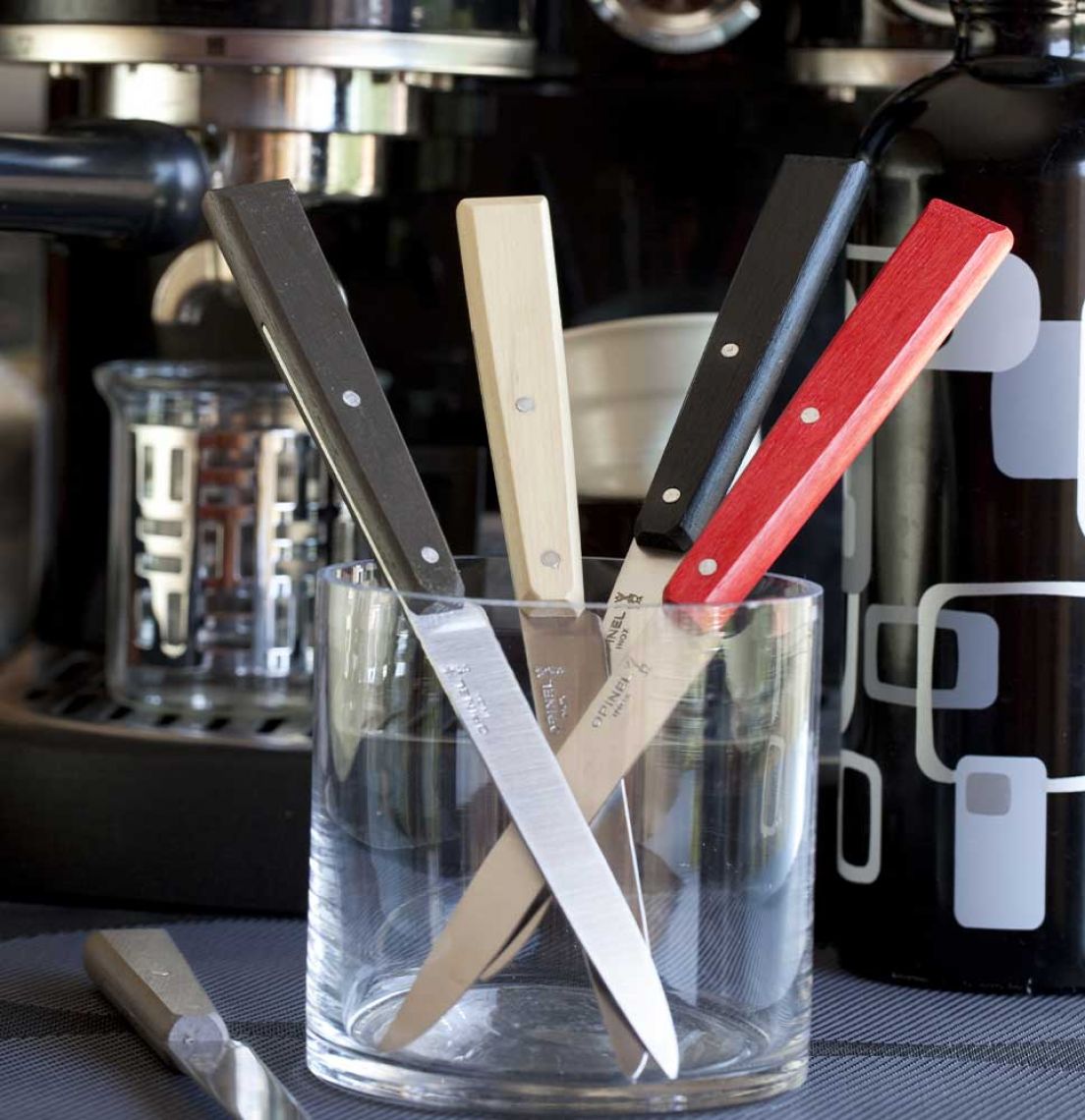 Set de 4 couteaux de table Opinel – manches en bois coloré pour une touche élégante et pratique à votre table.