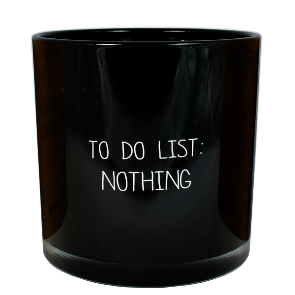 bougie noir à message : to do list nothing
