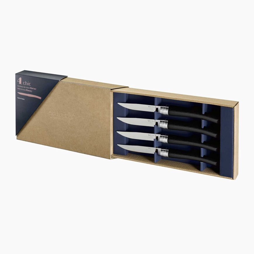 coffret 4 couteaux de table opinel chic ébène