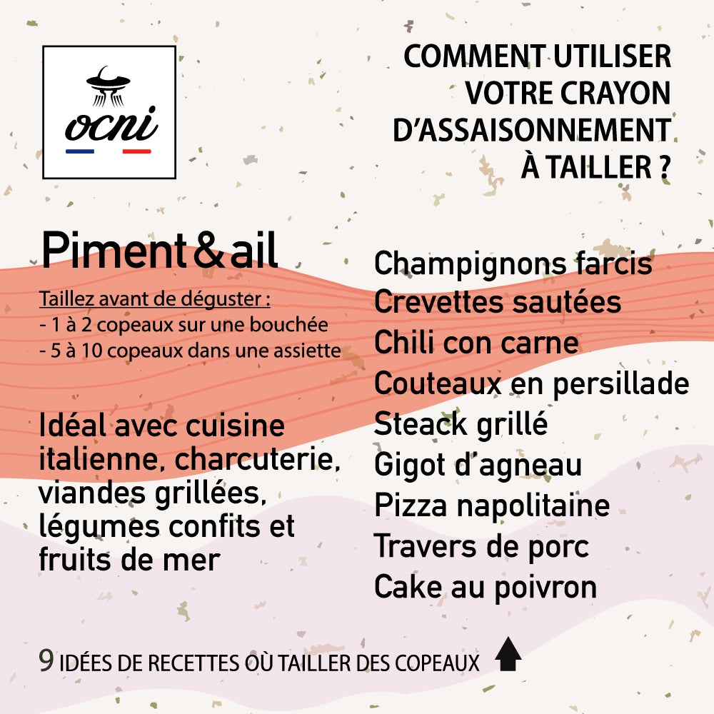 ocni, assaisonnement à tailler piment et ail