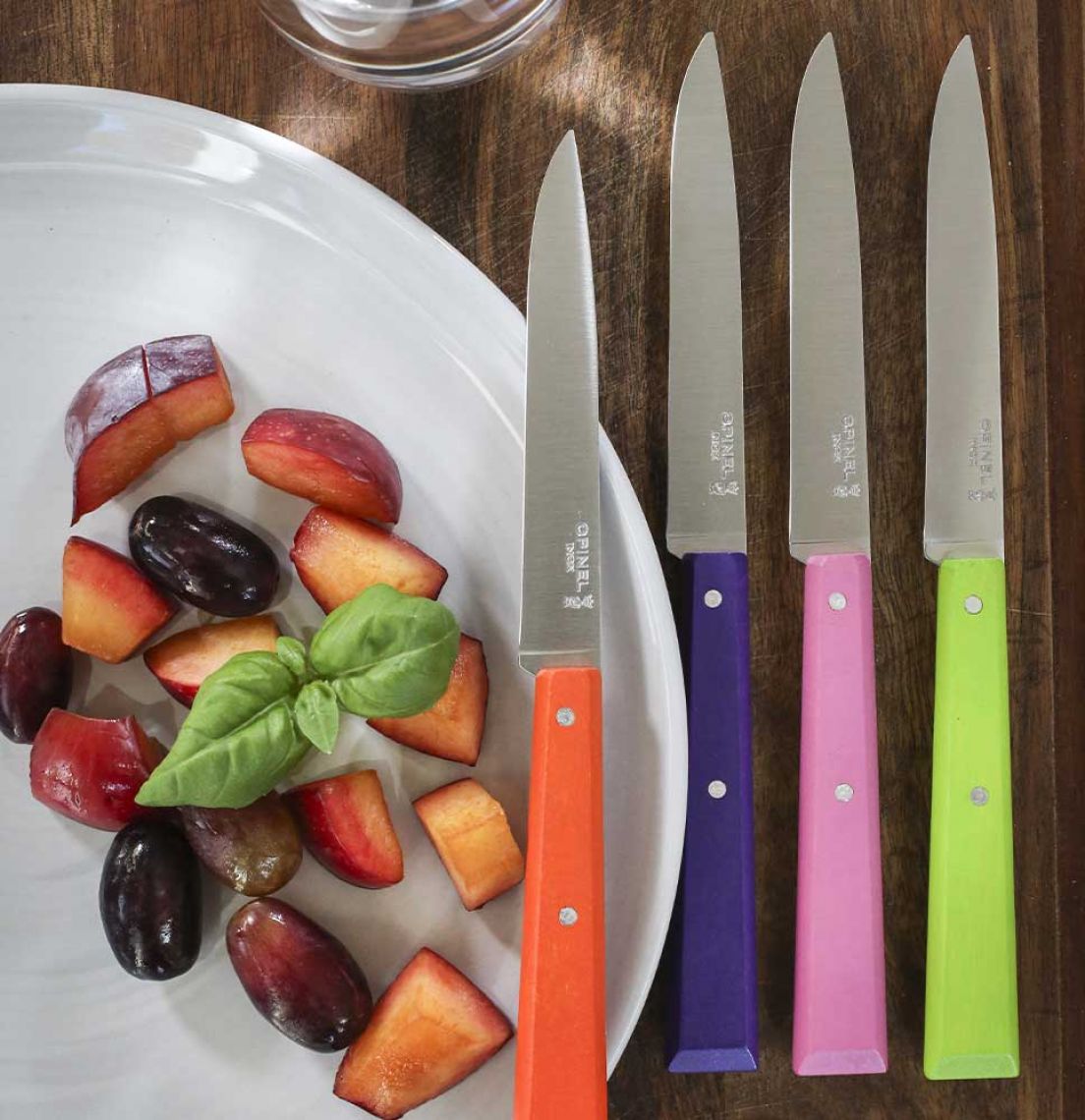 Set de 4 couteaux de table Opinel – manches en bois coloré pour une touche élégante et pratique à votre table.