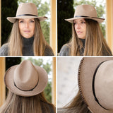 Chapeau feutre - lien cuir & tricot
