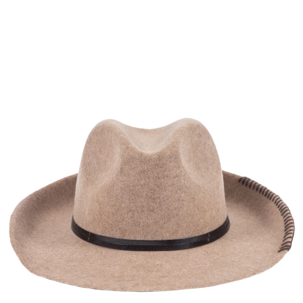 Chapeau feutre - lien cuir & tricot