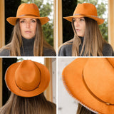 Chapeau feutre - lien cuir & tricot