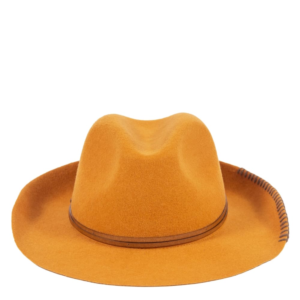 Chapeau feutre - lien cuir & tricot