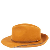 Chapeau feutre - lien cuir & tricot