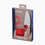 opinel, coffret pour apprendre la cuisine aux enfants, couteau de cuisine et protège doigts rouge