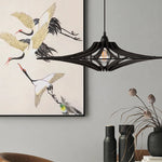décoration, luminaire suspension rif singing bois noir
