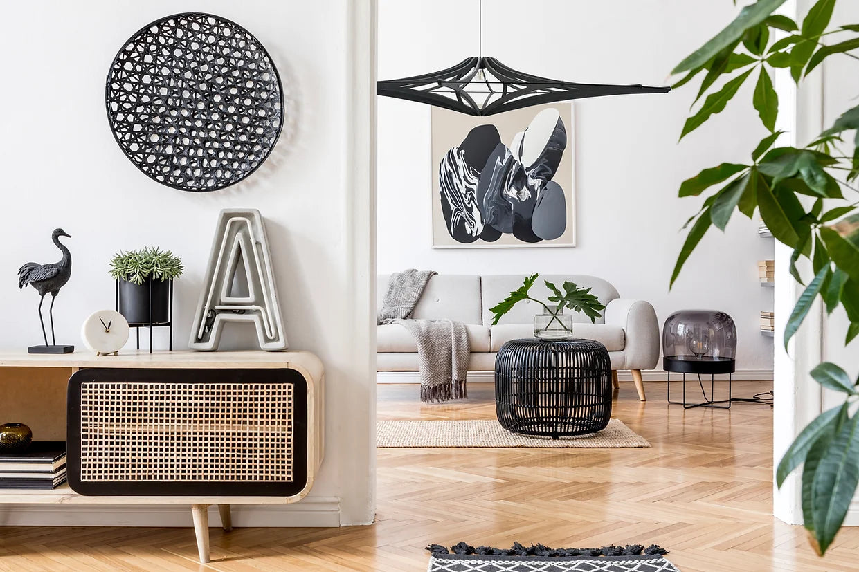 décoration, luminaire suspension rif singing bois noir