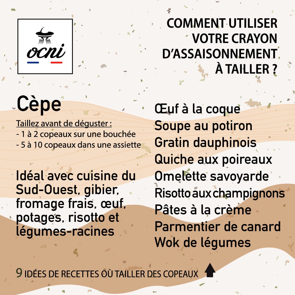 ocni, assaisonnement à tailler, coffret épicurien, piment d'espelette, cèpe, safran