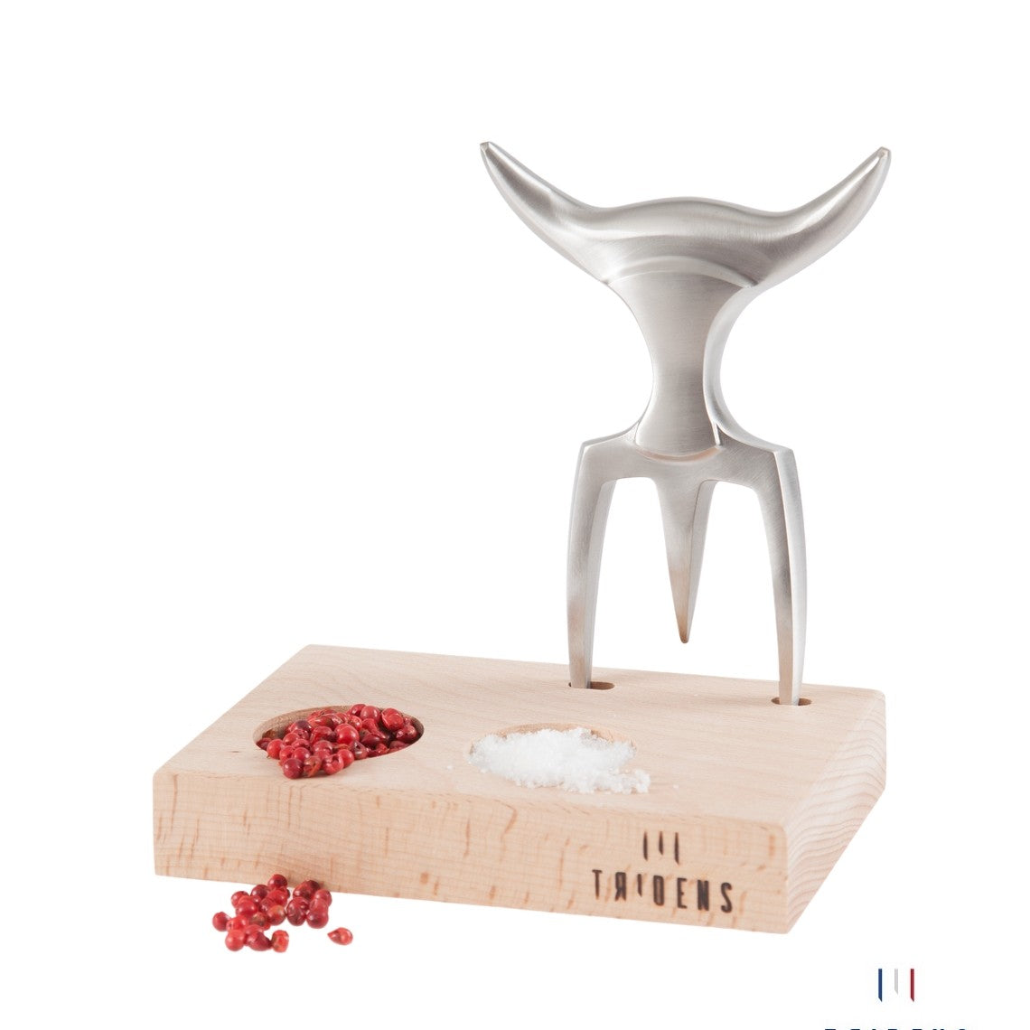 tridens fourchette à viande et support bois made in france