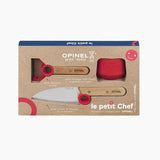 opinel, coffret petit chef pour apprendre la cuisine aux enfants, couteau et éplucheur pour enfant + protège doigt rouge